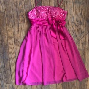 Hot Pink Sequin Prom Dress
